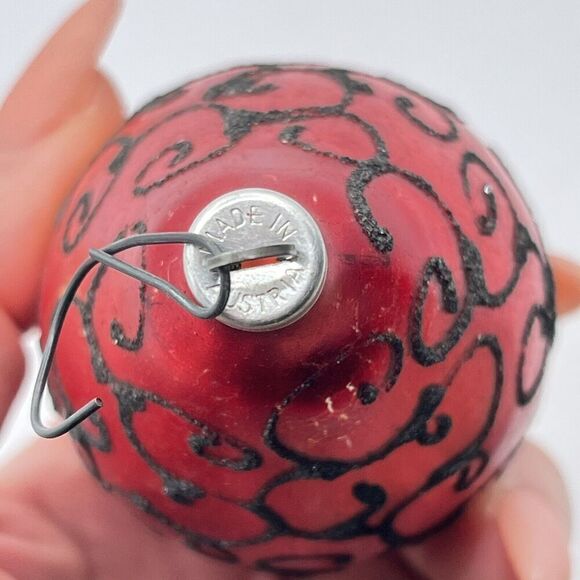 Antique/Vintage Christmas Ornament Teardrop Shaped Mercury Glass Black Mica Red - Picture 5 of 8